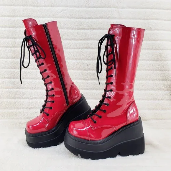 【Anyone more】Roach platform midi walker boots Demonia MORTE-312 Women's Gothic Thigh-High Platform Boots